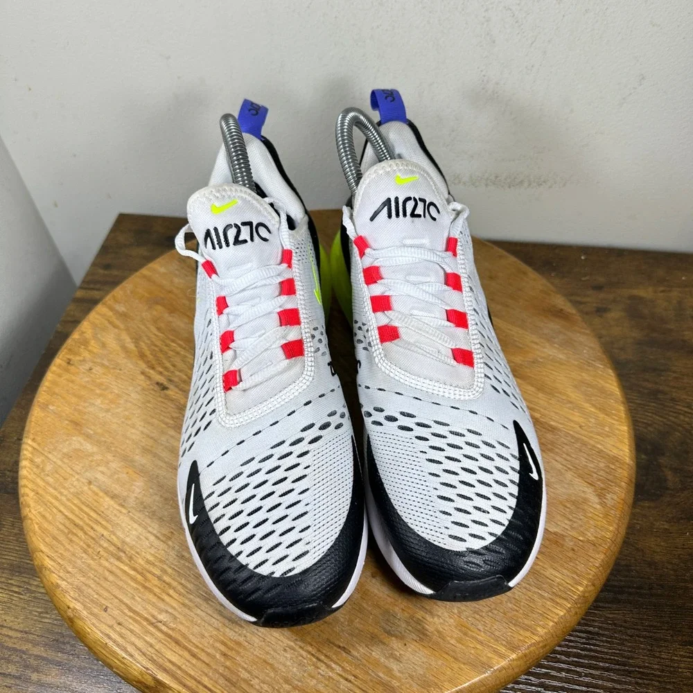 Nike Air Max 270 Womens White Black Volt Red AH6789-116 Sneakers Size 9